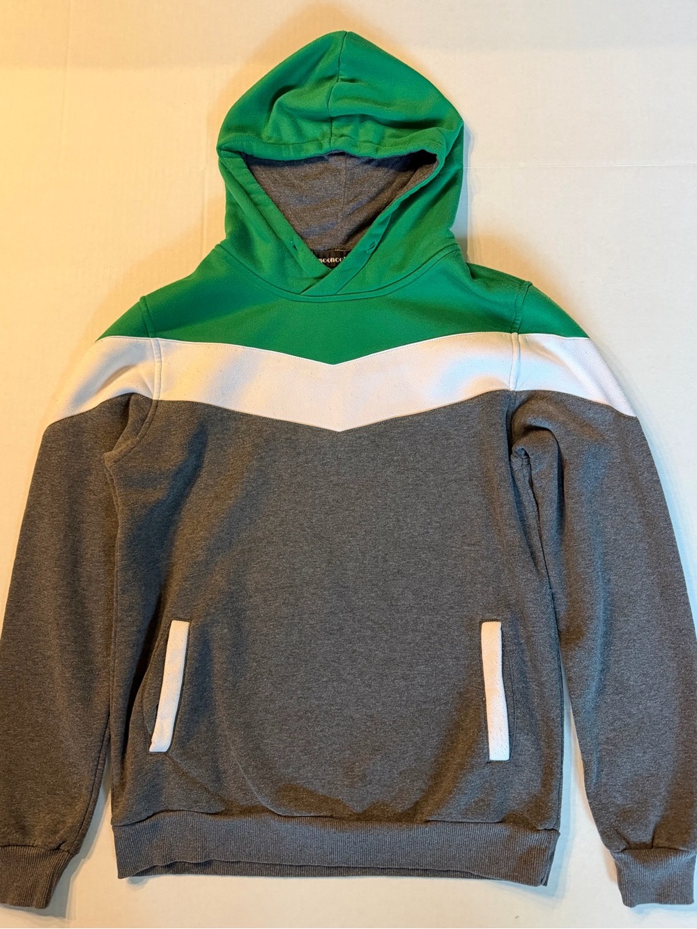 Men's Green & Gray Hooded Pullover Sweatshirt